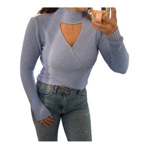 Blue Cutout Sweater, medium
